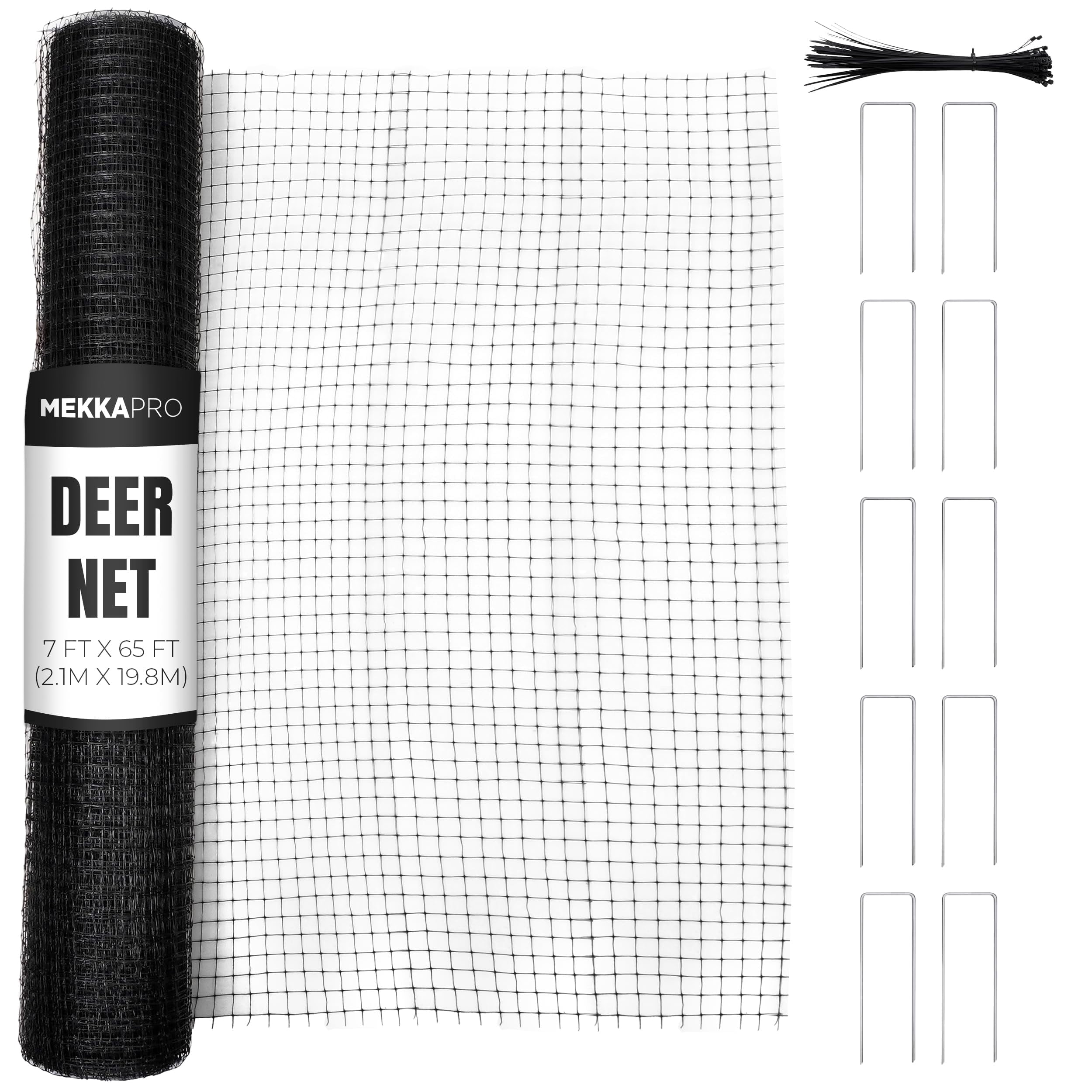 MEKKAPRO Deer Net 7 x  65 ft 40GSM Heavy-Duty Netting for Garden Protection, Deer Fence Mesh Fencing, Durable Netting for Garden, Fence for Trees, for Shrubs