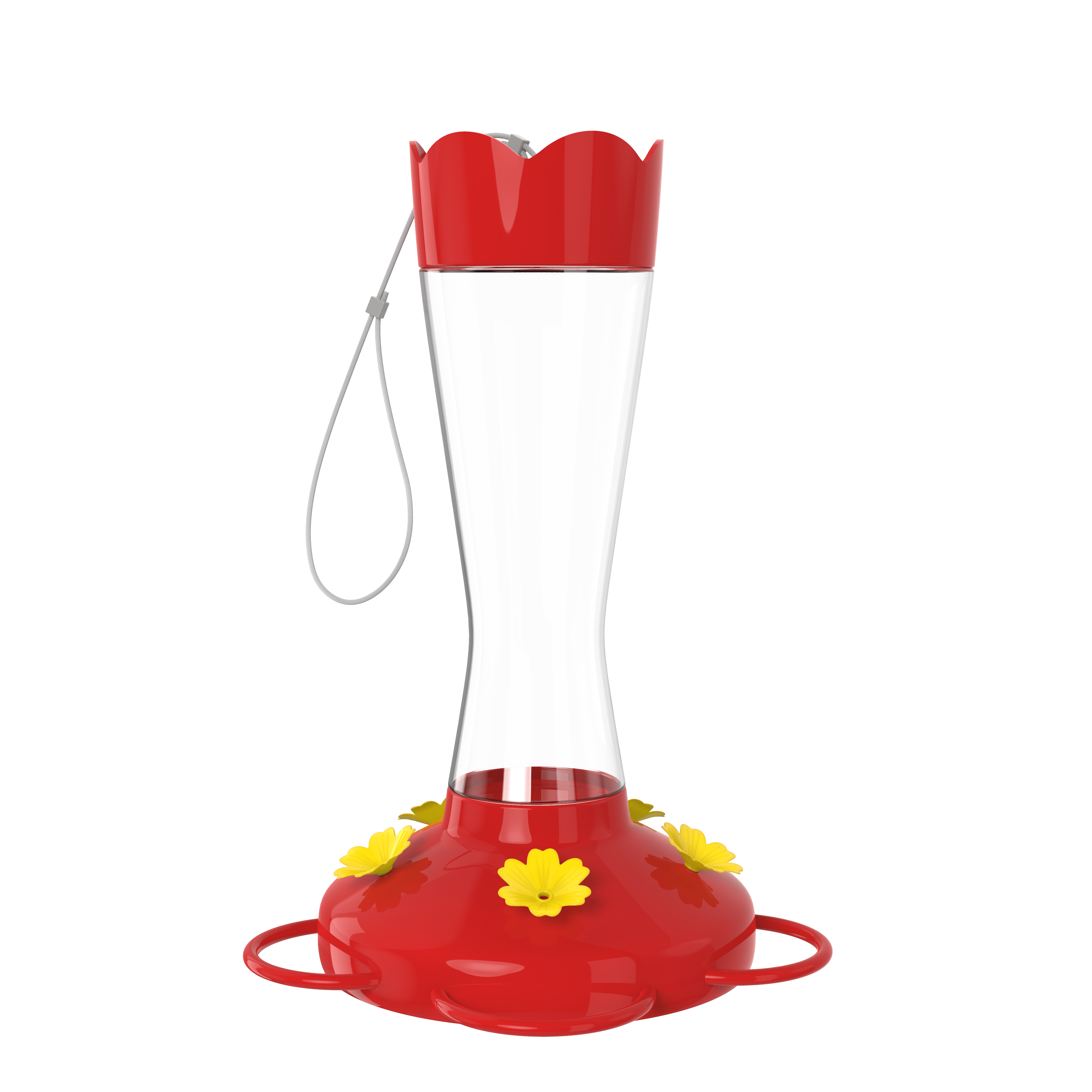 Red Glass Hanging Hummingbird Feeder with Ant Moat, 6" x 9"