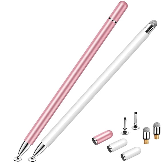 MEKO 2 Pack Universal Stylus for iPad iPhone Samsung, Disc & Mesh Tip High Precision Capacitive Touch Screen Pens No Charging Replacement Tips Magnetic
