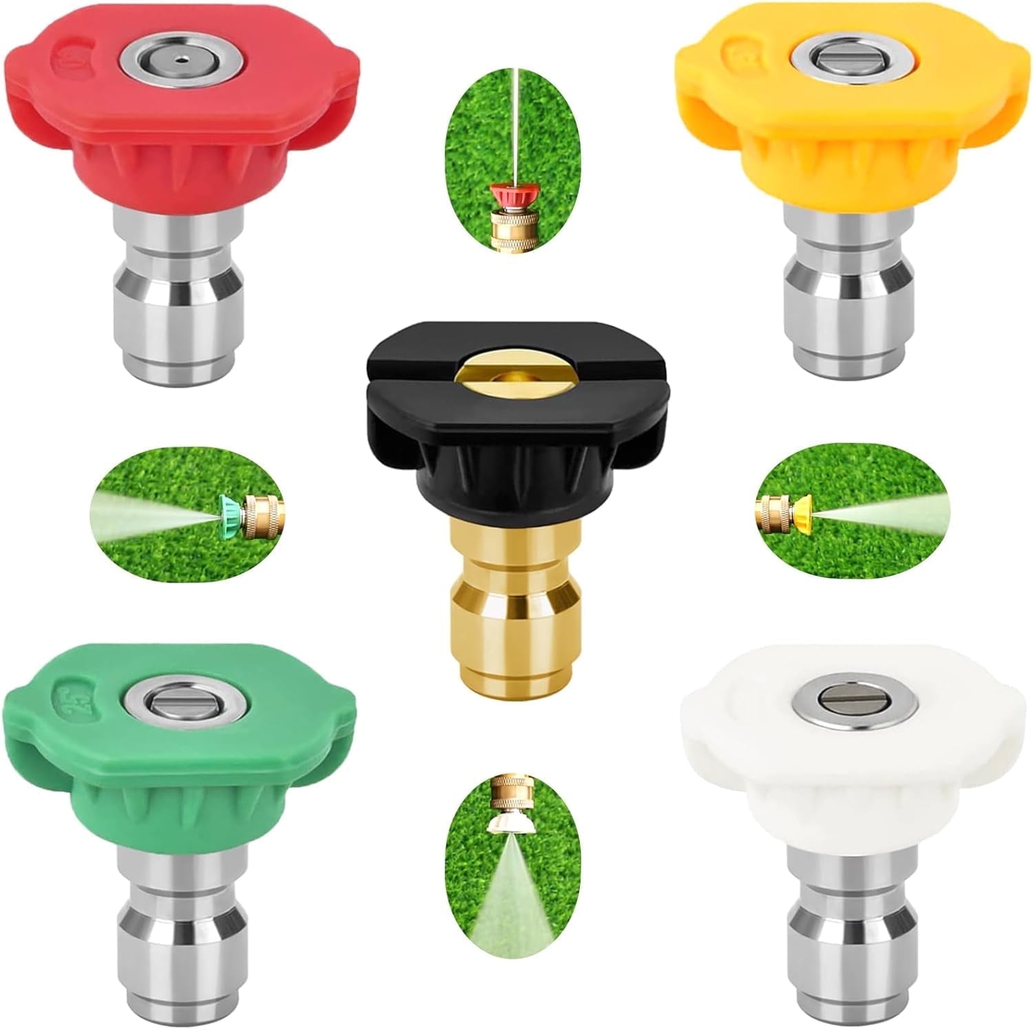 MEKOH Pressure Washer Nozzle Tips, 4500 PSI Power Washer Tips Set, 4.0 GPM Multiple Degrees Spray Nozzle with 1/4inch Quick Connect, Great for Car Washing, Driv