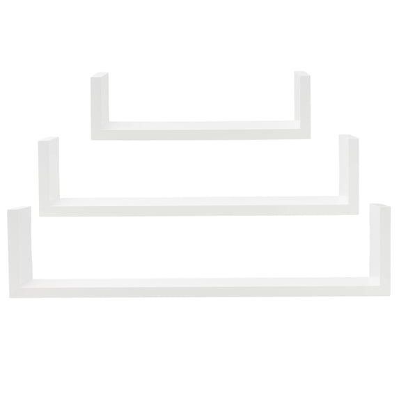 MELANNCO Floating U Shelves Set of 3, White