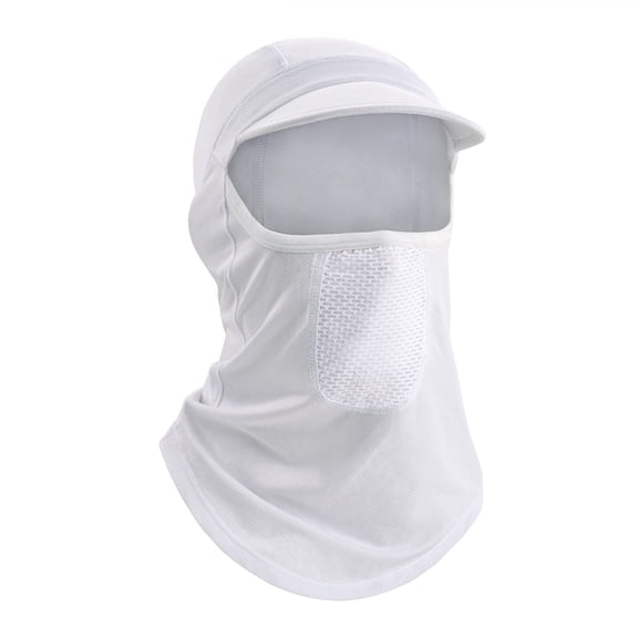 MELASA Balaclava Face Mask with Brim for Men, Cycling Cap with Neck Gaiter for Cycling Fishing(White)