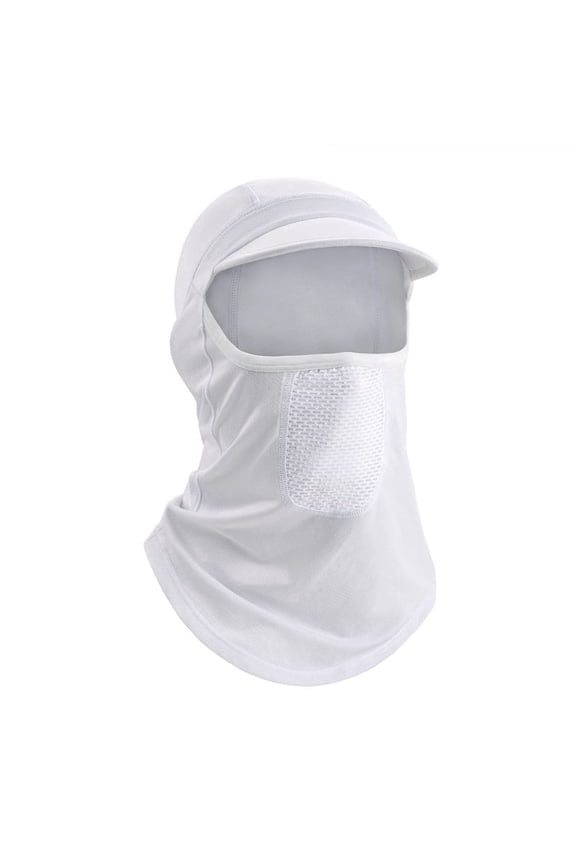 Balaclava Face Mask with Brim for Men, Cycling Cap with Neck Gaiter for Cycling Fishing(White)