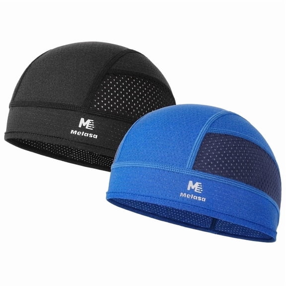 MELASA Cooling Skull Caps Helmet Liner, Lightweight Mesh Under Helmet Cycling Motorcycle Hard Hat Sweat Liner for Men Women(Black+Blue)