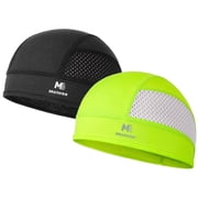 MELASA Cooling Skull Caps Helmet Liner, Lightweight Mesh Under Helmet Cycling Motorcycle Hard Hat Sweat Liner for Men WomenBlack+Fluorescent Green