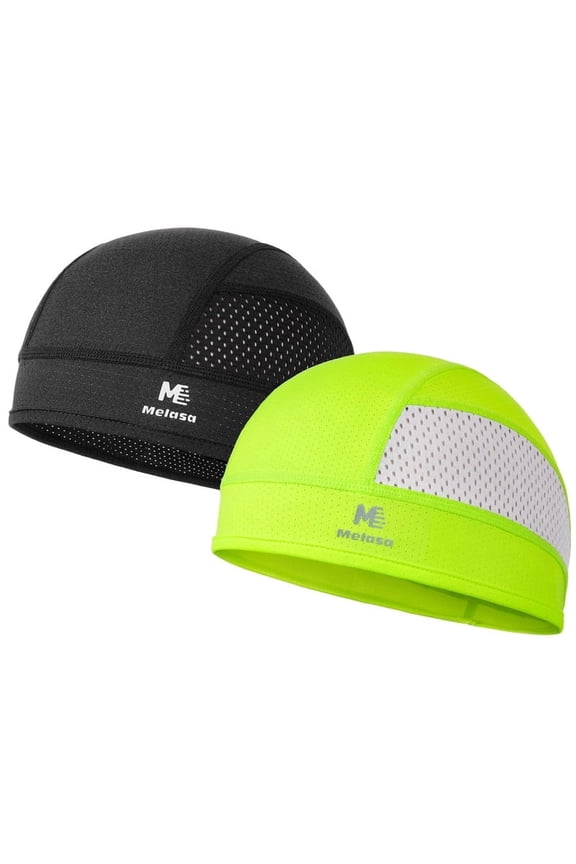Cooling Skull Caps Helmet Liner, Lightweight Mesh Under Helmet Cycling Motorcycle Hard Hat Sweat Liner for Men Women(Black+Fluorescent Green)