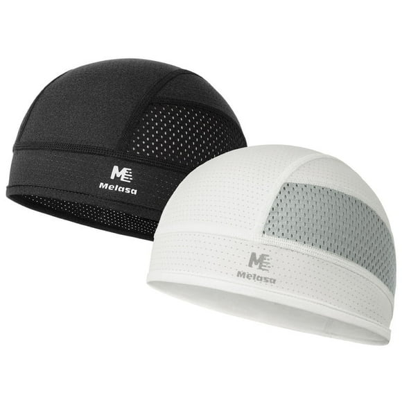 MELASA Cooling Skull Caps Helmet Liner, Lightweight Mesh Under Helmet Cycling Motorcycle Hard Hat Sweat Liner for Men Women(Black+White)
