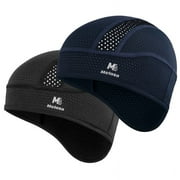MELASA Skull Cap Cooling Helmet Liner for Hard Hat with Neck Extension Sun Protection Mesh Breathable Sweat Cap for Men WomenBlack+Dark Blue