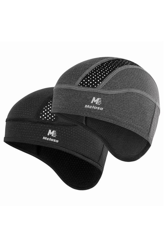 Skull Cap Cooling Helmet Liner for Hard Hat with Neck Extension Sun Protection Mesh Breathable Sweat Cap for Men Women(Black+Gray)