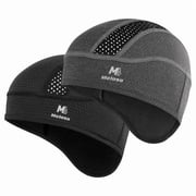 MELASA Skull Cap Cooling Helmet Liner for Hard Hat with Neck Extension Sun Protection Mesh Breathable Sweat Cap for Men WomenBlack+Gray