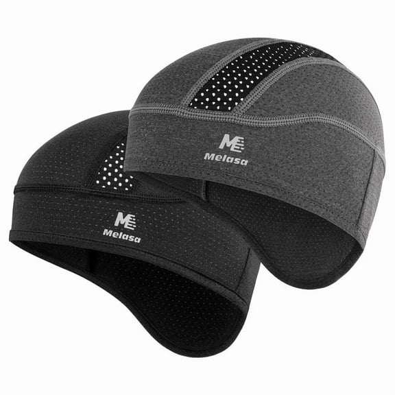 MELASA Skull Cap Cooling Helmet Liner for Hard Hat with Neck Extension Sun Protection Mesh Breathable Sweat Cap for Men Women(Black Gray)