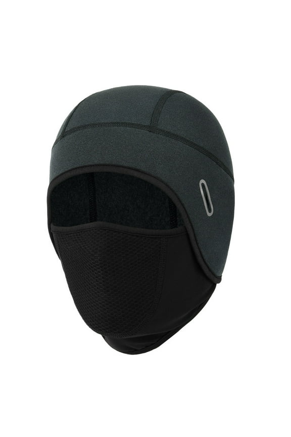 Skull Cap Helmet Liner Thermal Hat with Face Cover, Mens Balaclava Face Mask with Glasses Holes for Cycling Motorcycle (Black)