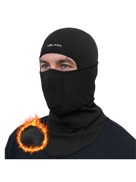Winter Balaclava Face Mask for Men Women, Thermal Fleece Ski Mask with Movable Face Cover for Skiing, Snowboarding(Black)