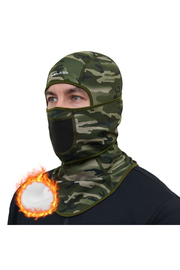 Winter Balaclava Face Mask for Men Women, Thermal Fleece Ski Mask with Movable Face Cover for Skiing, Snowboarding(Camouflage Green)