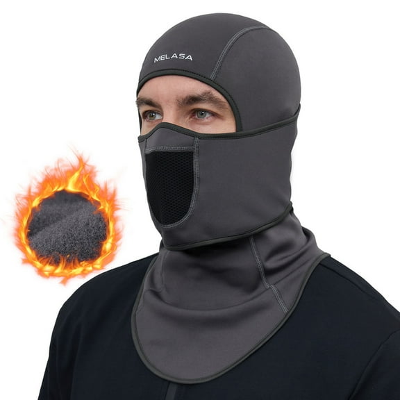 MELASA Winter Balaclava Face Mask for Men Women, Thermal Fleece Ski Mask with Movable Face Cover for Skiing, Snowboarding(Dark Gray)
