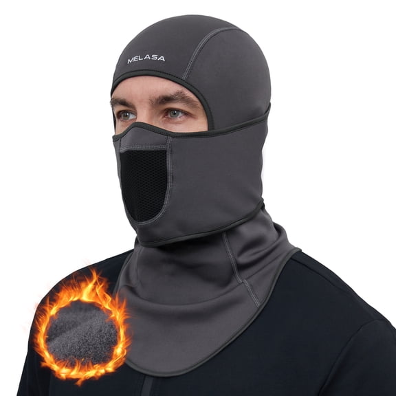 MELASA Winter Balaclava Face Mask for Men Women, Thermal Fleece Ski Mask with Movable Face Cover for Skiing, Snowboarding(Dark Gray)