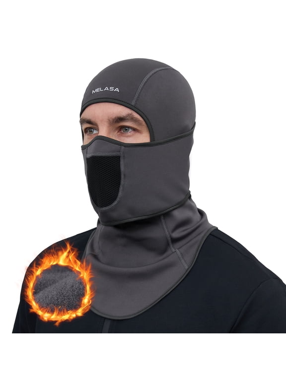 Winter Balaclava Face Mask for Men Women, Thermal Fleece Ski Mask with Movable Face Cover for Skiing, Snowboarding(Dark Gray)