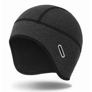 Winter Skull Cap, Fleece Lined Helmet Liner Warm Cycling Cap with Glasses Holes, Thermal Hat Beanie for Men Women (Dark Gray)