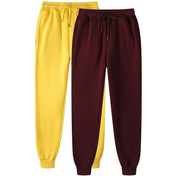 MELDVDIB 2 Pack Womens Sweatpants Baggy Drawstring Elastic Waisted Joggers Solid Color Light Weight Comfy Lounge Trousers with Pockets Wine 2XL