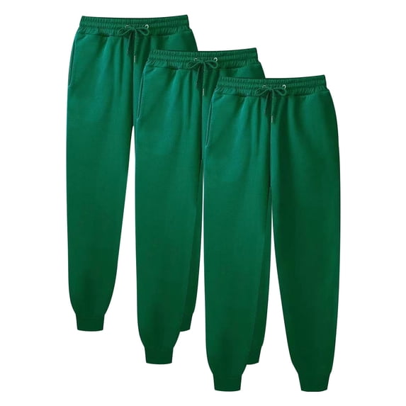 MELDVDIB 3 Pack Womens Sweatpants Baggy Drawstring Elastic Waisted Joggers Solid Color Light Weight Comfy Lounge Trousers with Pockets Green 3XL