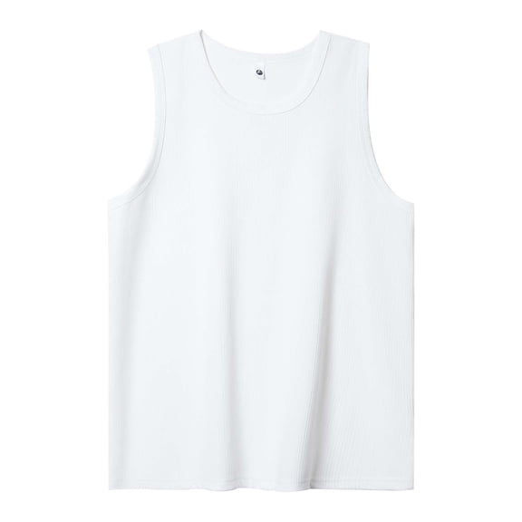 MELDVDIB Big and Tall Tank Tops for Men Ribbed Knit Crew Neck Stretch Soft Loose Undershirt Summer Beach Sleeveless Tees