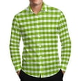 thumbnail image 1 of MELDVDIB Button Down Plaid Shirts for Men Long Sleeve Slim Transitional Weather Dress Shirt Travel Business Comfy Blouse Tops Army Green L, 1 of 8