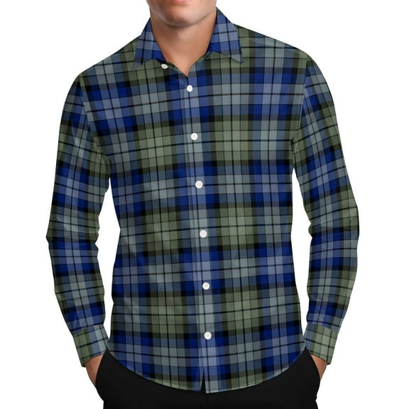 MELDVDIB Button Down Plaid Shirts for Men Long Sleeve Slim Transitional Weather Dress Shirt Travel Business Comfy Blouse Tops Blue XL