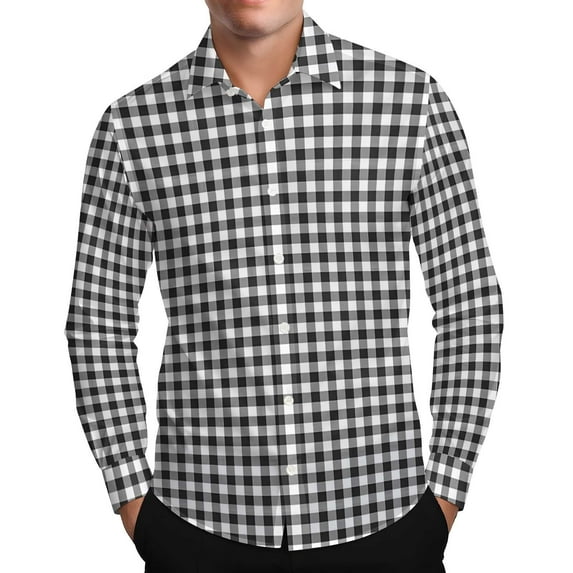 MELDVDIB Button Down Plaid Shirts for Men Long Sleeve Slim Transitional Weather Dress Shirt Travel Business Comfy Blouse Tops Gray 3XL