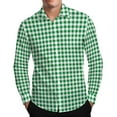 thumbnail image 1 of MELDVDIB Button Down Plaid Shirts for Men Long Sleeve Slim Transitional Weather Dress Shirt Travel Business Comfy Blouse Tops Green 2XL, 1 of 8