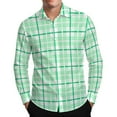 thumbnail image 1 of MELDVDIB Button Down Plaid Shirts for Men Long Sleeve Slim Transitional Weather Dress Shirt Travel Business Comfy Blouse Tops Green L, 1 of 8