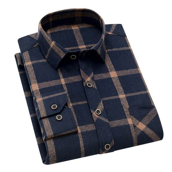 MELDVDIB Button Down Plaid Shirts for Men Vintage Long Sleeve Transitional Weather Dress Shirt Travel Business Work Comfy Blouse Tops Black XL