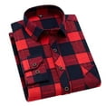 thumbnail image 1 of MELDVDIB Button Down Plaid Shirts for Men Vintage Long Sleeve Transitional Weather Dress Shirt Travel Business Work Comfy Blouse Tops Red M, 1 of 4