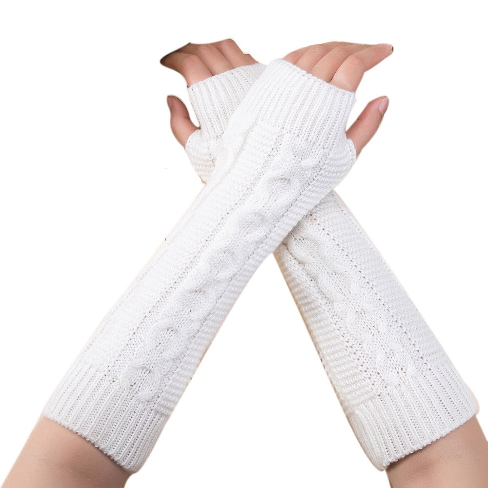 MELDVDIB Cashmere Blended Arm Warmer Winter Fingerless Gloves Knit