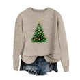 thumbnail image 1 of MELDVDIB Christmas Tree Print Sweater for Women Knit Fall Winter Long Sleeve Loose Sweater Gift Warm Crewneck Pullover Tops, 1 of 4