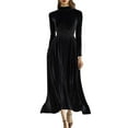 thumbnail image 1 of MELDVDIB Dresses for Women Velvet Turtleneck Long Sleeve Slim Spring Fall Long Dress Fashion Casual Solid Color Outfits, 1 of 6