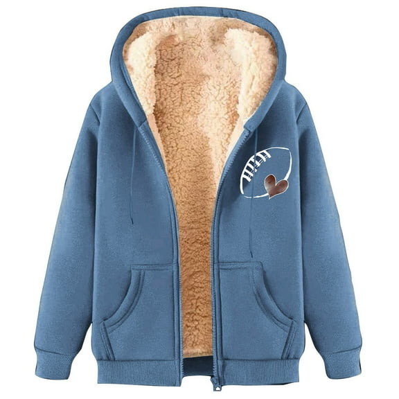 MELDVDIB Hooded Sweatshirt for Women Winter Fashion Printed Fleece Jacket Womens Tops Casual Long Sleeve Solid Color