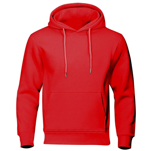 MELDVDIB Hoodies for Men Sweatshirt Fleece Warm Fashion Casual Solid Color Oversized Hooded Sweatshirt Long Sleeve Sport Hiking Travel Gym Outfits Red XL