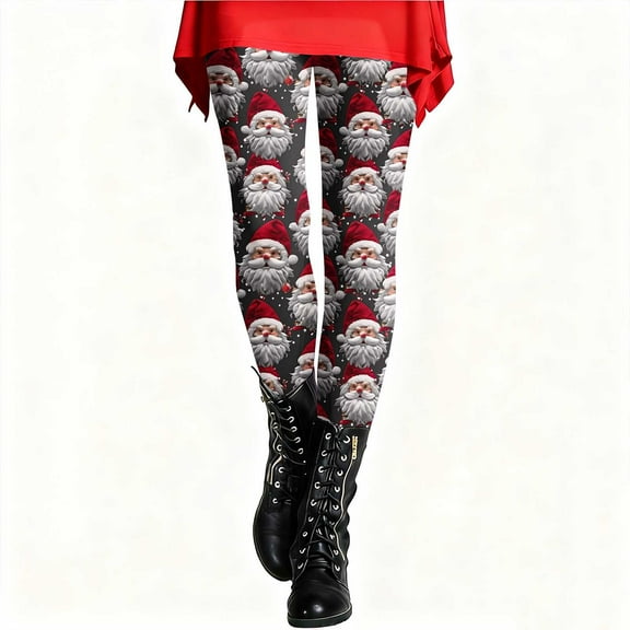MELDVDIB Leggings for Women Fashion Christmas Printed Elastic Waisted Tights Thermal Warm Workout Stretch Comfy Jogger Yoga Pants