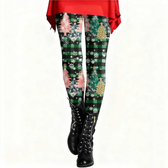 MELDVDIB Leggings for Women Fashion Christmas Printed Elastic Waisted Tights Thermal Warm Workout Stretch Comfy Jogger Yoga Pants