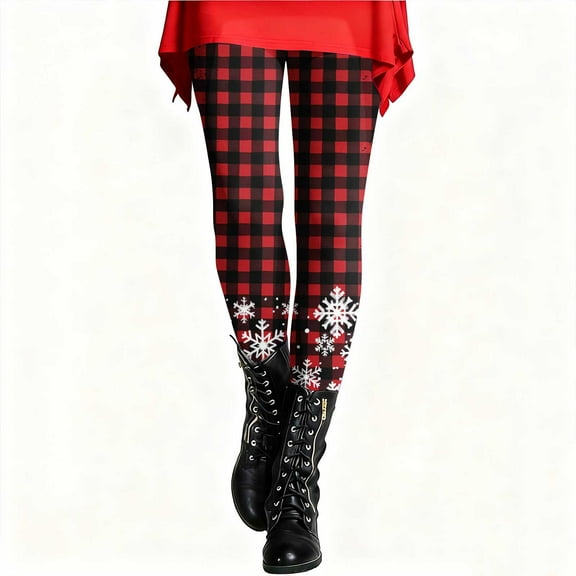 MELDVDIB Leggings for Women Fashion Christmas Printed Elastic Waisted Tights Thermal Warm Workout Stretch Comfy Jogger Yoga Pants