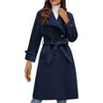 thumbnail image 1 of MELDVDIB Long Trench Coat Women Button-Up Fall Winter Long Sleeve Lapel Windbreaker Jacket Fleece Warm Overcoat with Pocket, 1 of 6