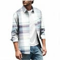 thumbnail image 1 of MELDVDIB Mens Button-Up Plaid Shirts Long Sleeve Dress Shirt Fashion Casual Holiday Comfy Light Weight Blouse Tops with Pocket White M, 1 of 5