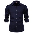 thumbnail image 1 of MELDVDIB Mens Button-Up Vintage Jackets Solid Color Lapel Fashion Causal Coat Light Weight Fall Winter Long Sleeve Blouse Navy 2XL, 1 of 3