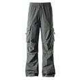 thumbnail image 1 of MELDVDIB Mens Cargo Pants Baggy Drawstring Waist Wide Leg Pant Fashion Casual Solid Color Work Trousers with Pockets Gray XL, 1 of 5
