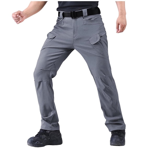 MELDVDIB Mens Cargo Pants Ripstop Solid Color Tapered Leg Hiking Pants Drawstring Waisted Joggers with Multi Pockets