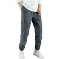 thumbnail image 1 of MELDVDIB Mens Cargo Pants Slim Fit Taper Drawstring Elastic Waist Joggers Solid Color Stretch Hikking Pants with Pockets Dark Gray XL, 1 of 6