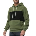 thumbnail image 1 of MELDVDIB Mens Color Block Hoodie Fleece Pullover Sweatshirt with Drawstring Hood Front Pocket for Winter Outdoor Wear Green 2XL, 1 of 9