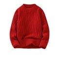 thumbnail image 1 of MELDVDIB Mens Crewneck Sweater Fashion Jacquard Loose Pullover Tops Fall Winter Long Sleeve Solid Lounge Outfit Red L, 1 of 2