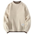 thumbnail image 1 of MELDVDIB Mens Crewneck Sweater Knit Fashion Causal Solid Color Loose Pullover Tops Fall Winter Warm Long Sleeve Stretch Comfy Lounge Outfit Khaki M, 1 of 9