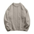 thumbnail image 1 of MELDVDIB Mens Crewneck Sweater Knit Fashion Jacquard Oversized Pullover Tops Fall Winter Long Sleeve Stretch Comfy Lounge Outfit Gray 2XL, 1 of 3